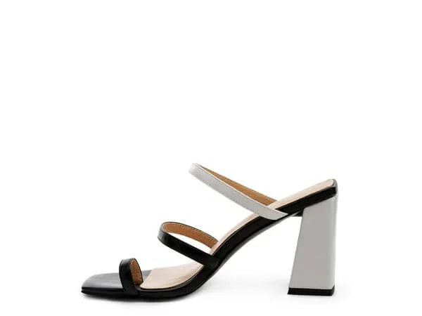Color Block Heeled Sandal - Green/Black or White/Black