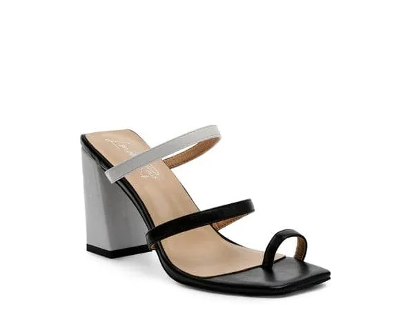 Color Block Heeled Sandal - Green/Black or White/Black