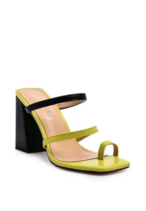 Color Block Heeled Sandal - Green/Black or White/Black