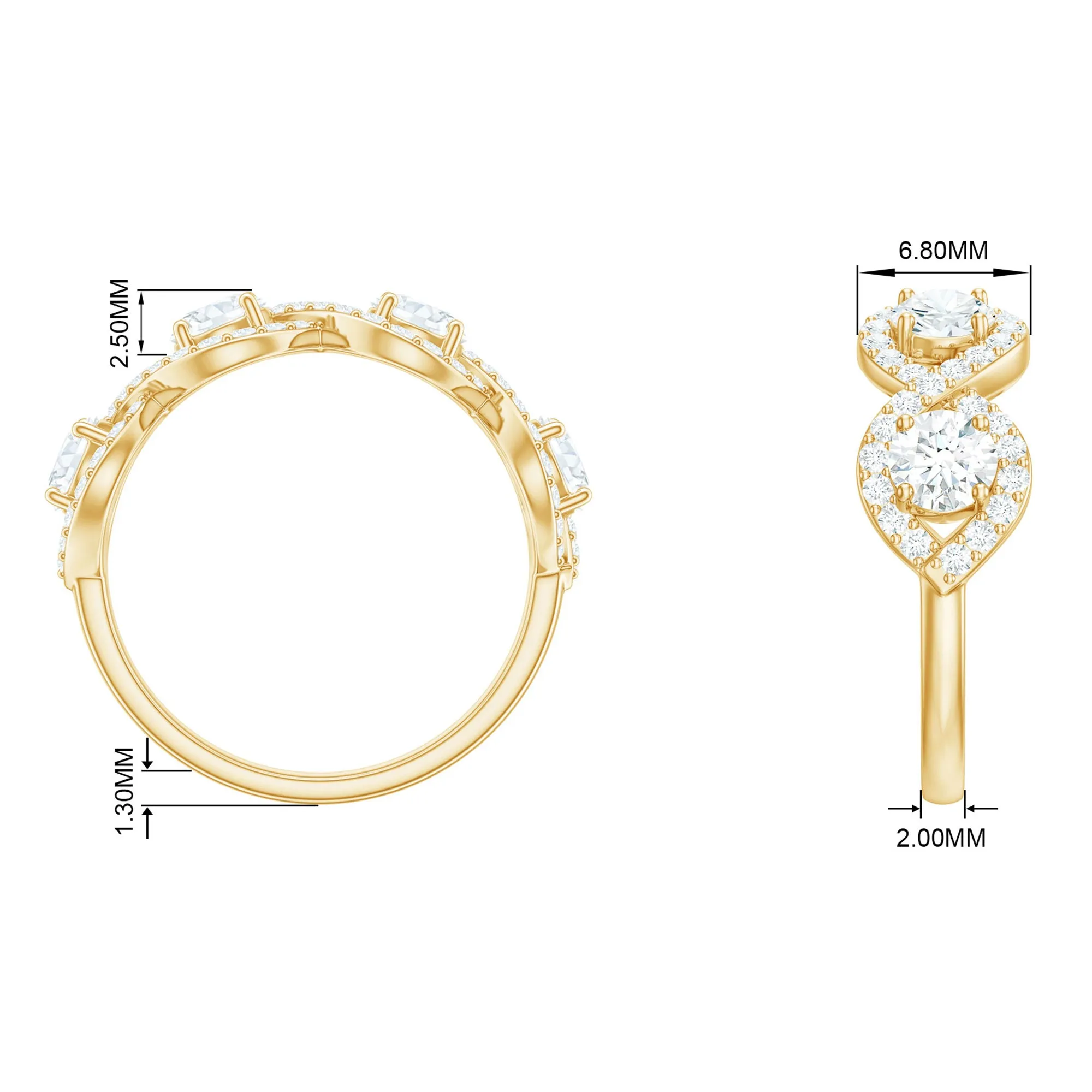Cubic Zirconia Braided Half Eternity Band Ring