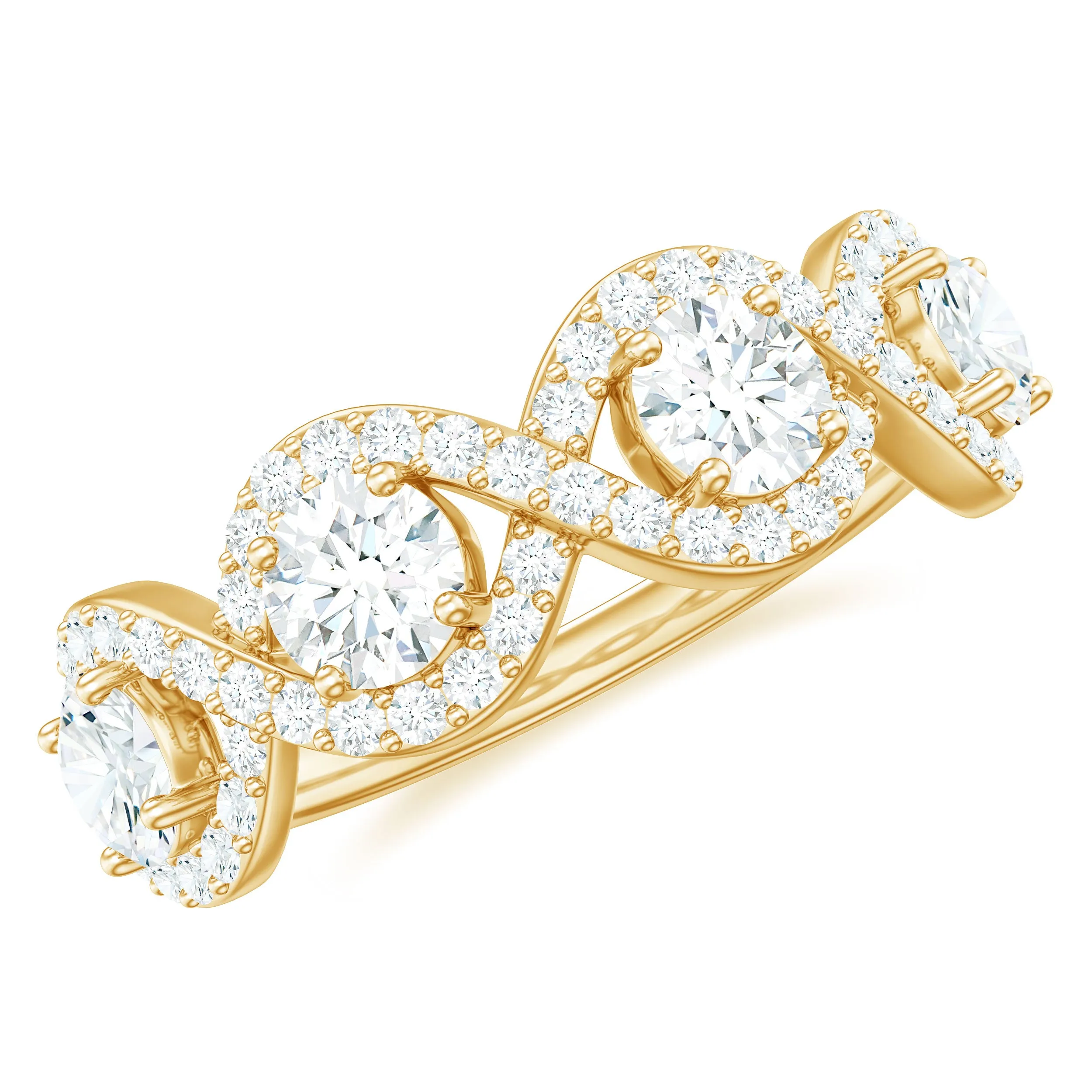 Cubic Zirconia Braided Half Eternity Band Ring