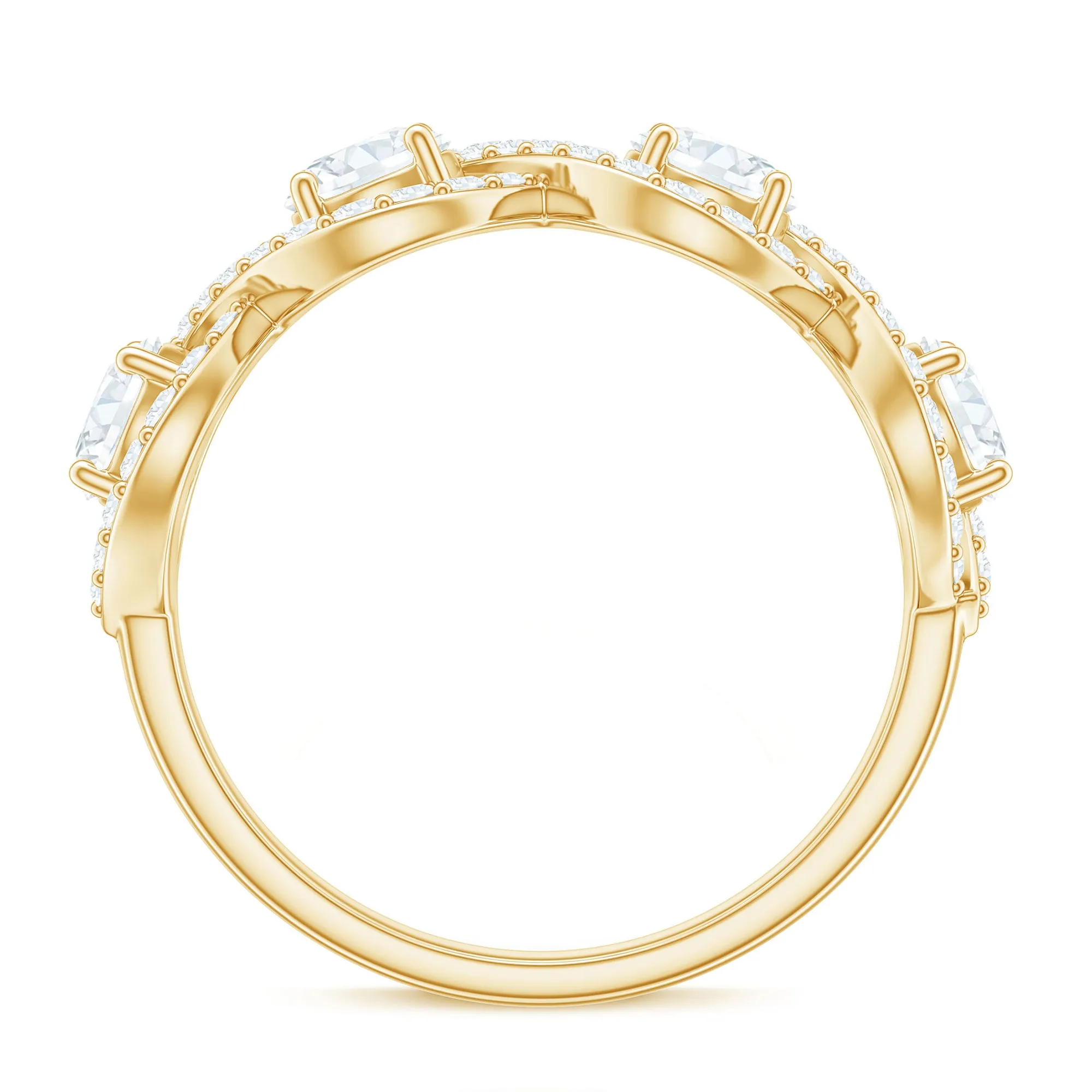 Cubic Zirconia Braided Half Eternity Band Ring