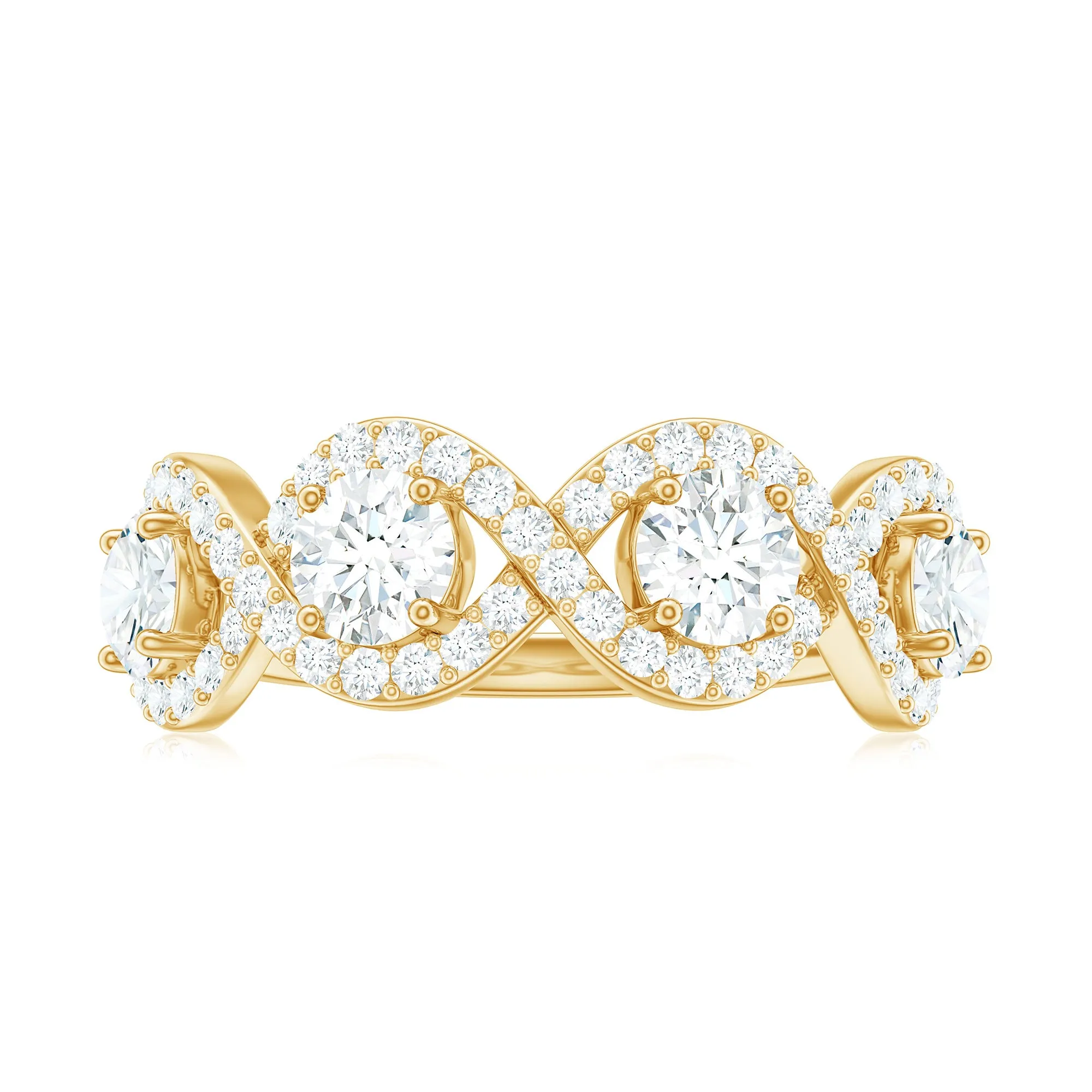 Cubic Zirconia Braided Half Eternity Band Ring