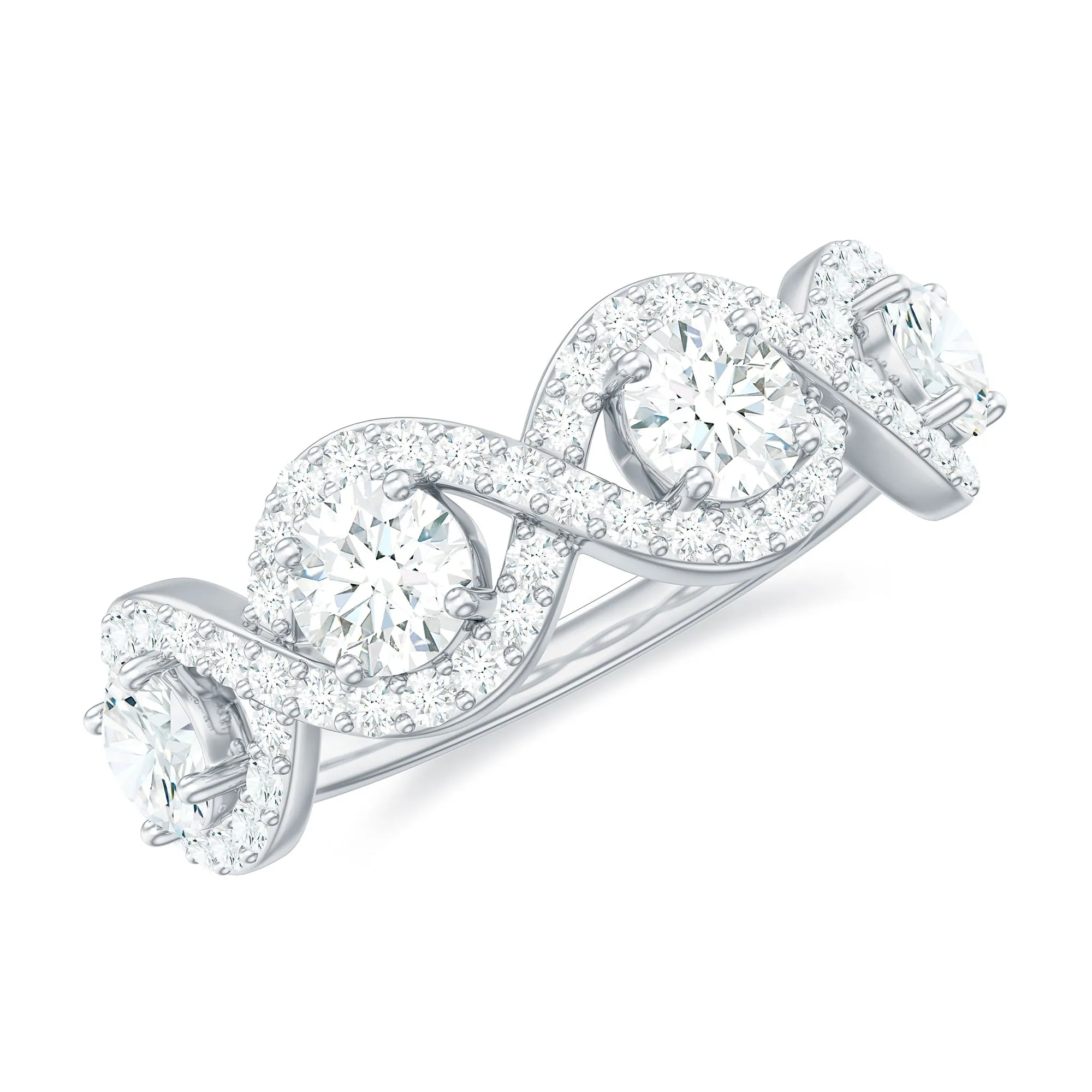 Cubic Zirconia Braided Half Eternity Band Ring