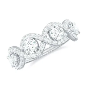 Cubic Zirconia Braided Half Eternity Band Ring