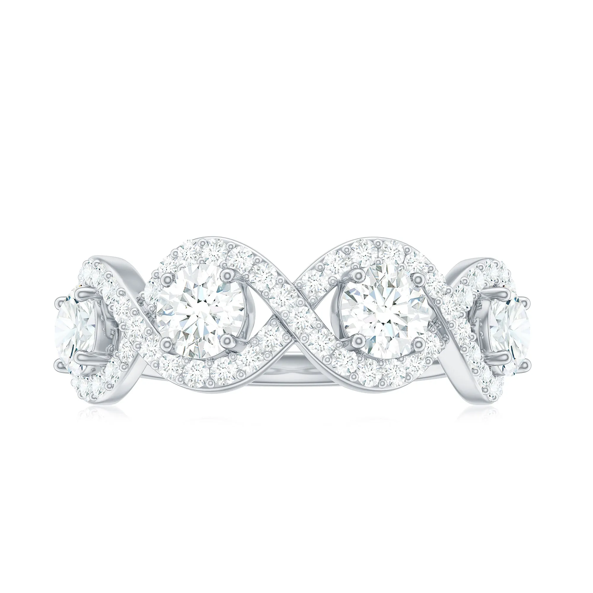 Cubic Zirconia Braided Half Eternity Band Ring