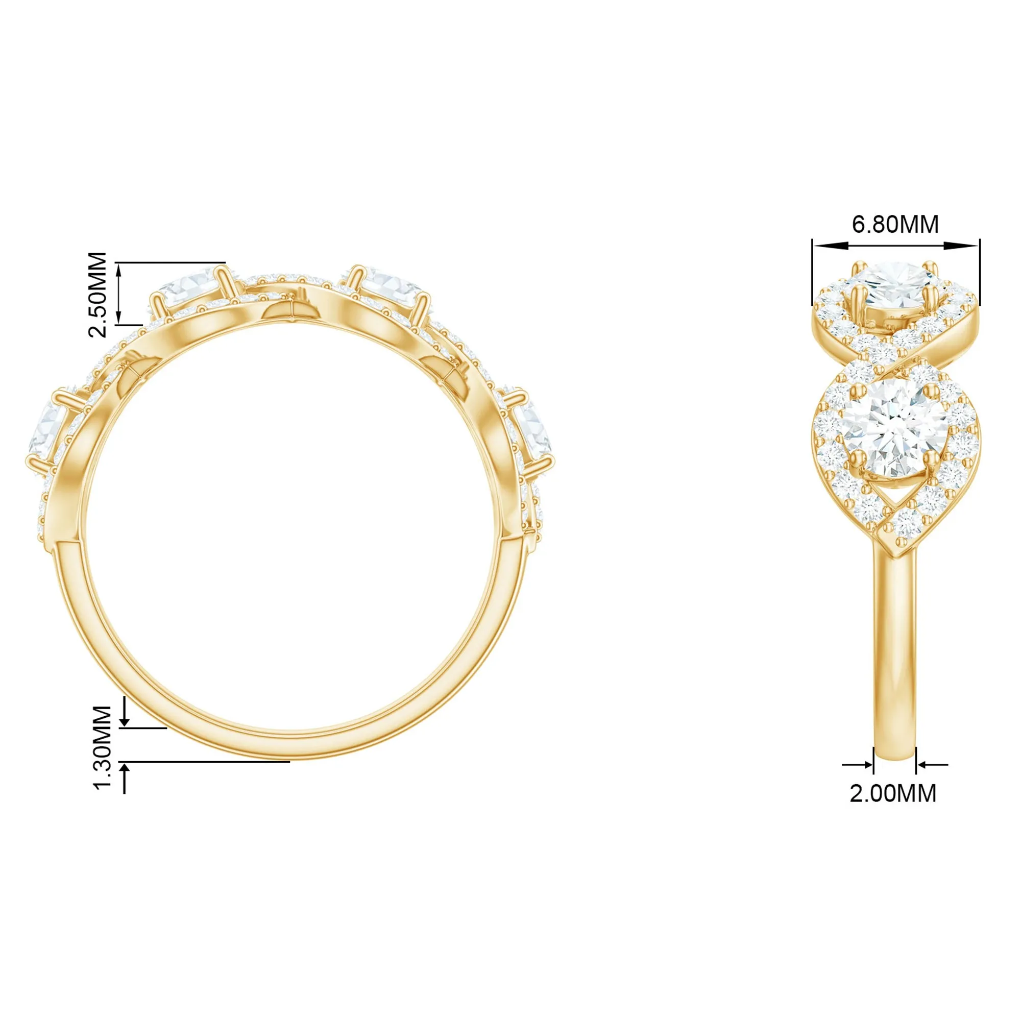 Cubic Zirconia Braided Half Eternity Band Ring
