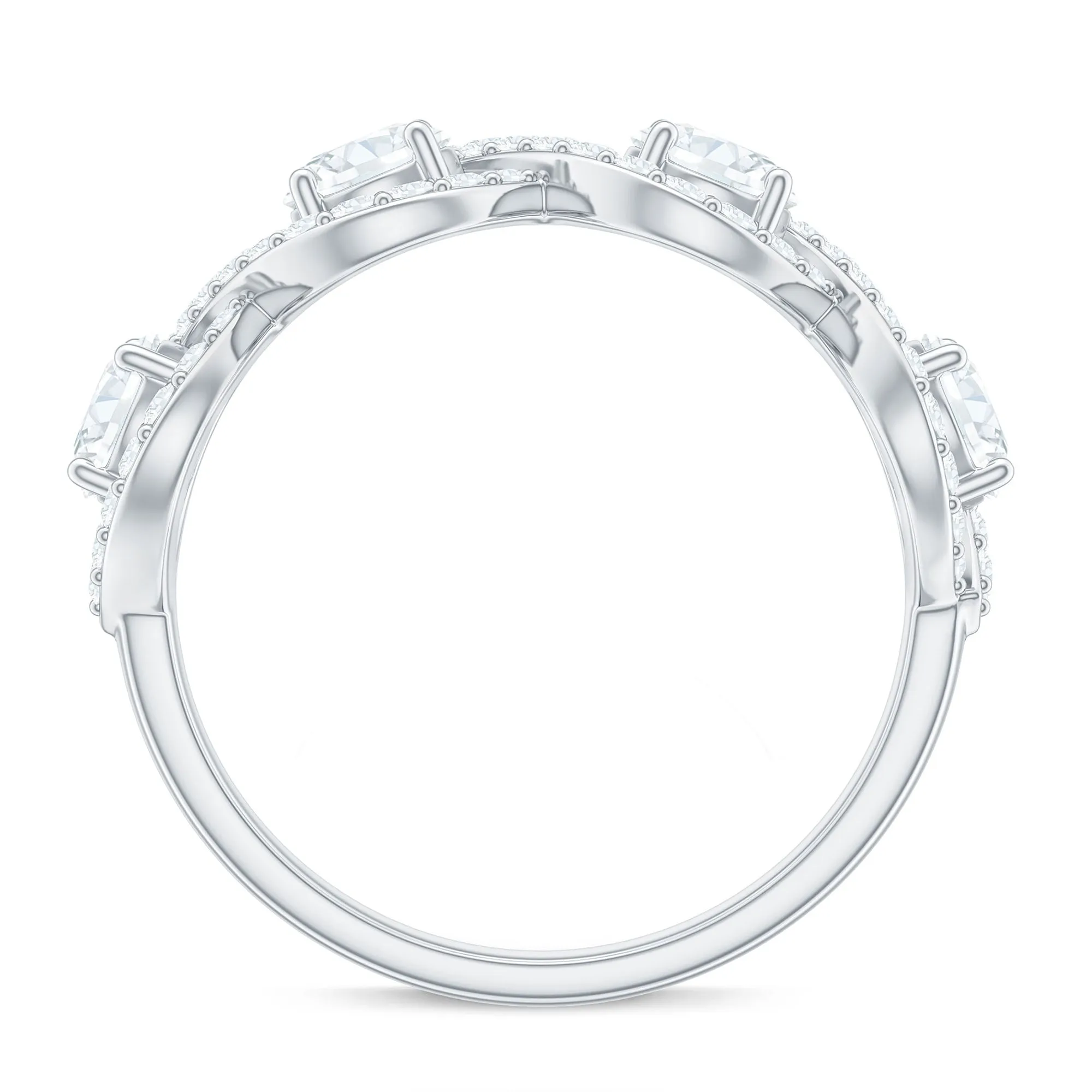 Cubic Zirconia Braided Half Eternity Band Ring
