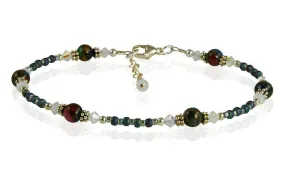 Custom Blue Ocean Quartz Pyrite Beaded Anklet