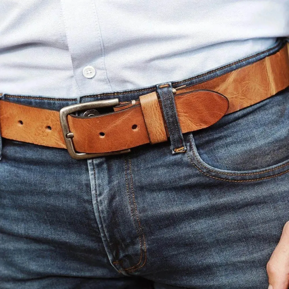 Dani Unisex Leather Belt W/Silver Buckle