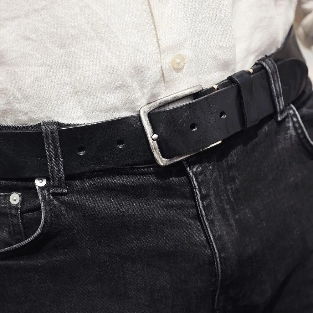 Dani Unisex Leather Belt W/Silver Buckle