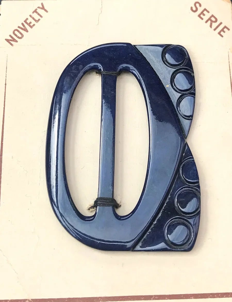 Deep Inky Blue 1940s French 6cm Belt Buckle