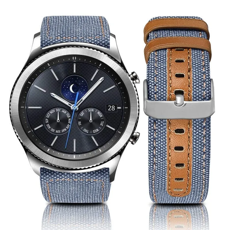 Denim & Leather Watch Straps Compatible with the Huawei Watch GT3 Pro