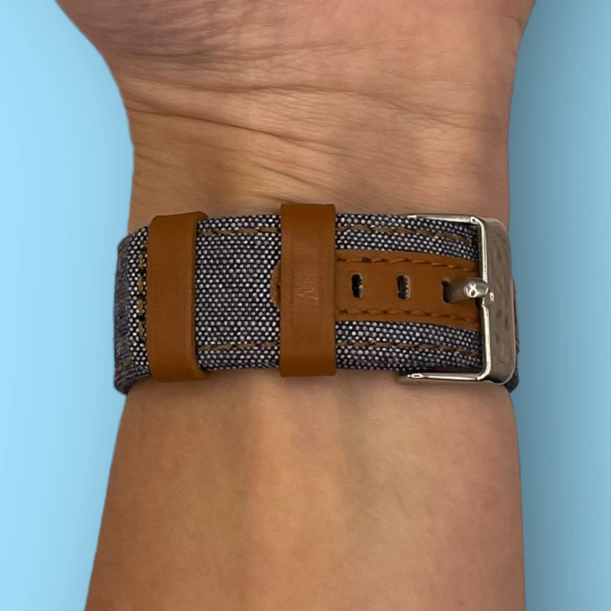 Denim & Leather Watch Straps Compatible with the Huawei Watch GT3 Pro