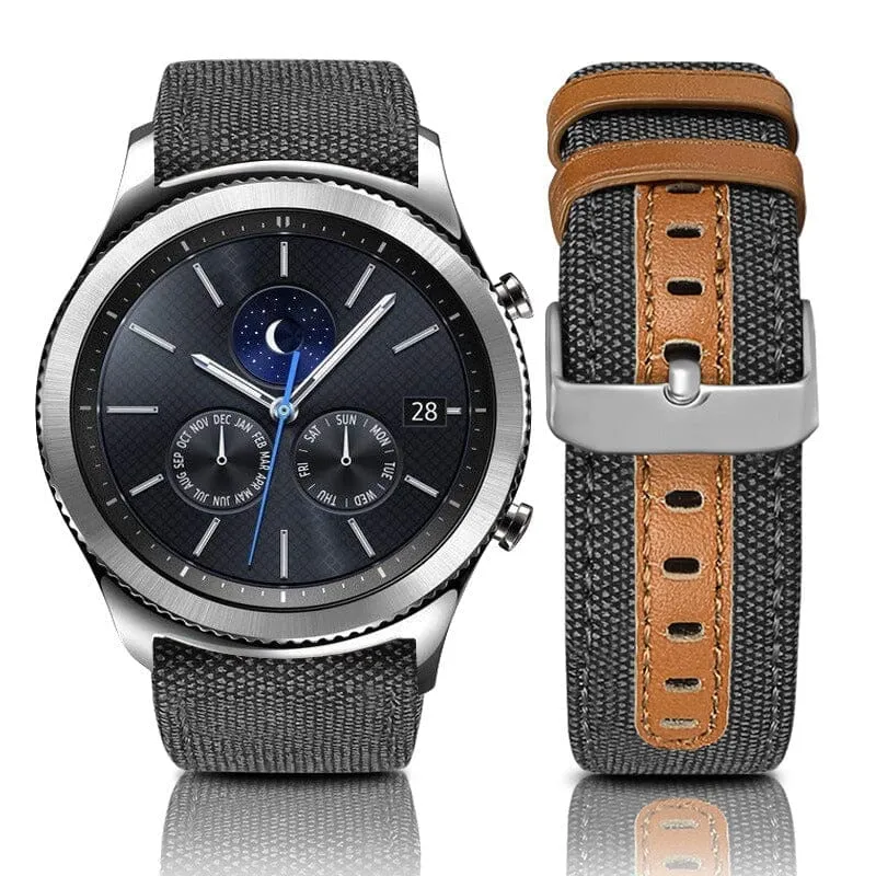 Denim & Leather Watch Straps Compatible with the Huawei Watch GT3 Pro