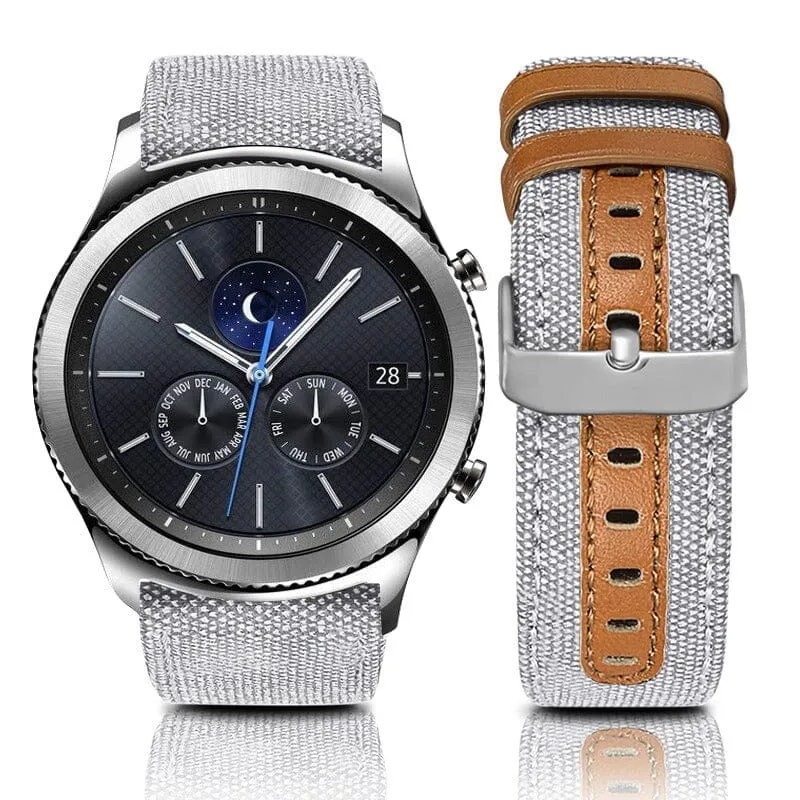 Denim & Leather Watch Straps Compatible with the Huawei Watch GT3 Pro