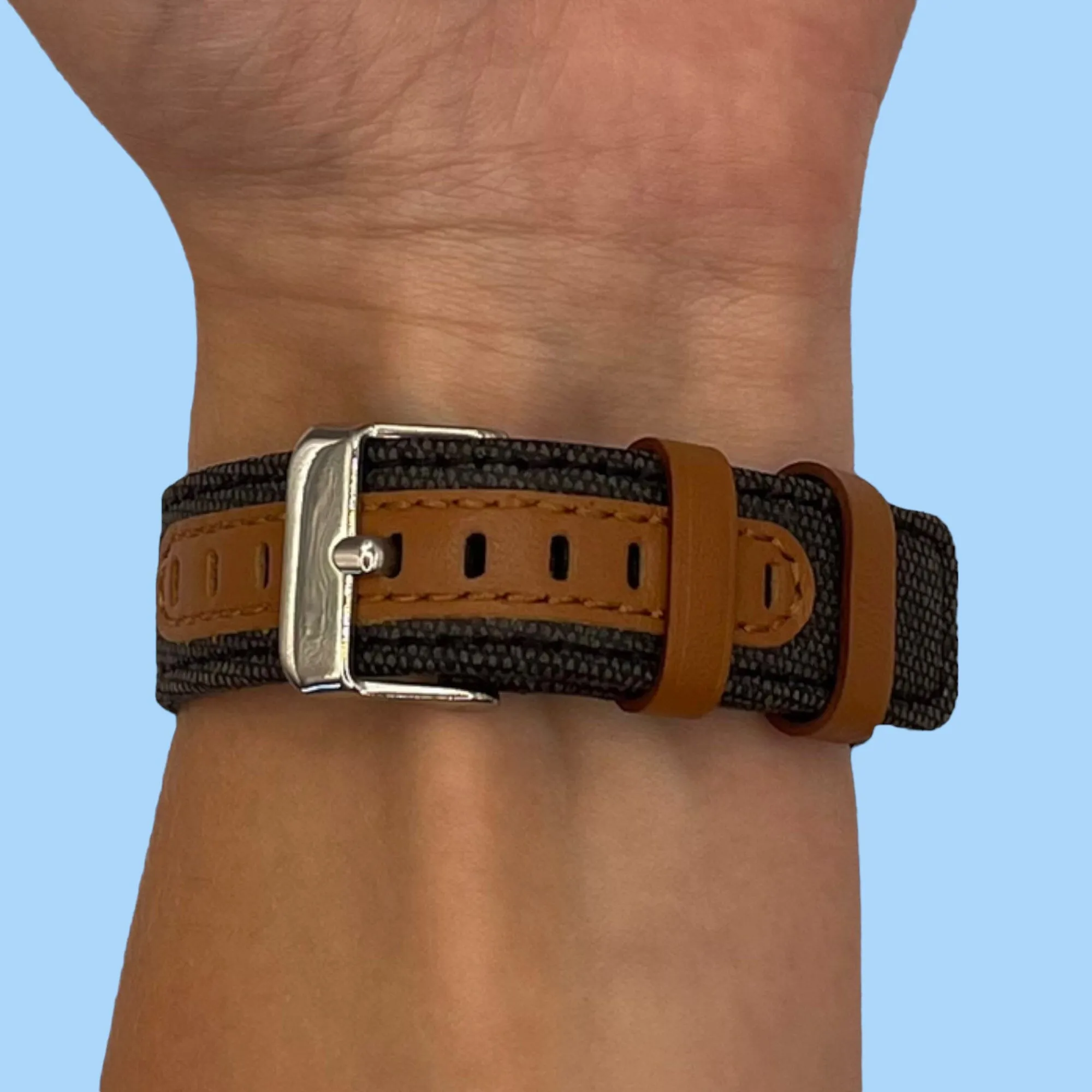 Denim & Leather Watch Straps Compatible with the Huawei Watch GT3 Pro