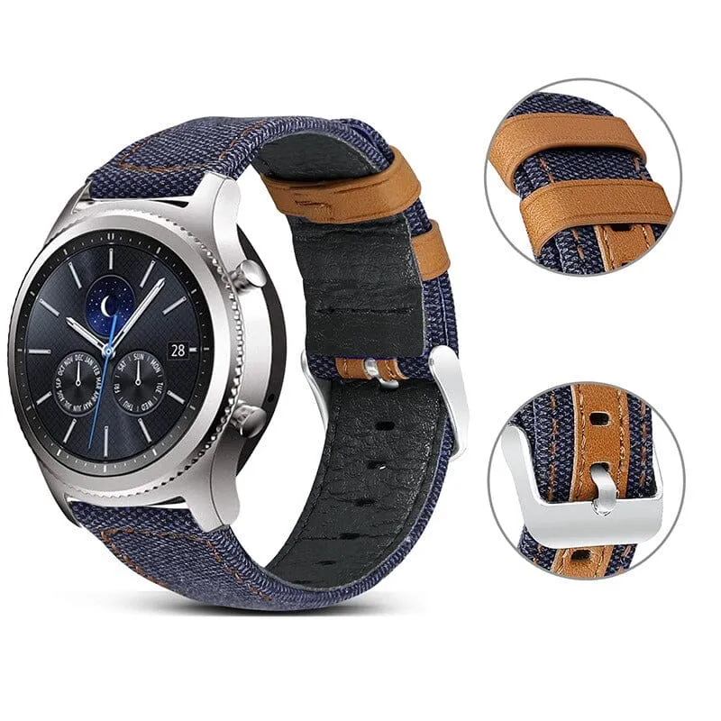 Denim & Leather Watch Straps Compatible with the Huawei Watch GT3 Pro