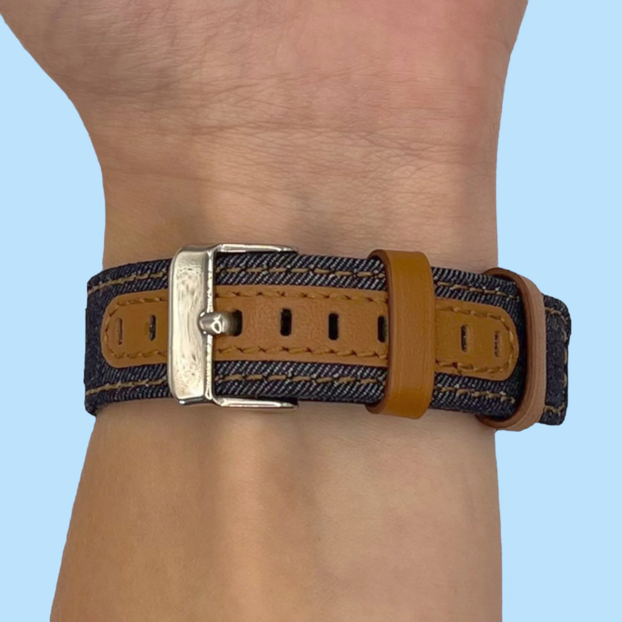 Denim & Leather Watch Straps Compatible with the Huawei Watch GT3 Pro