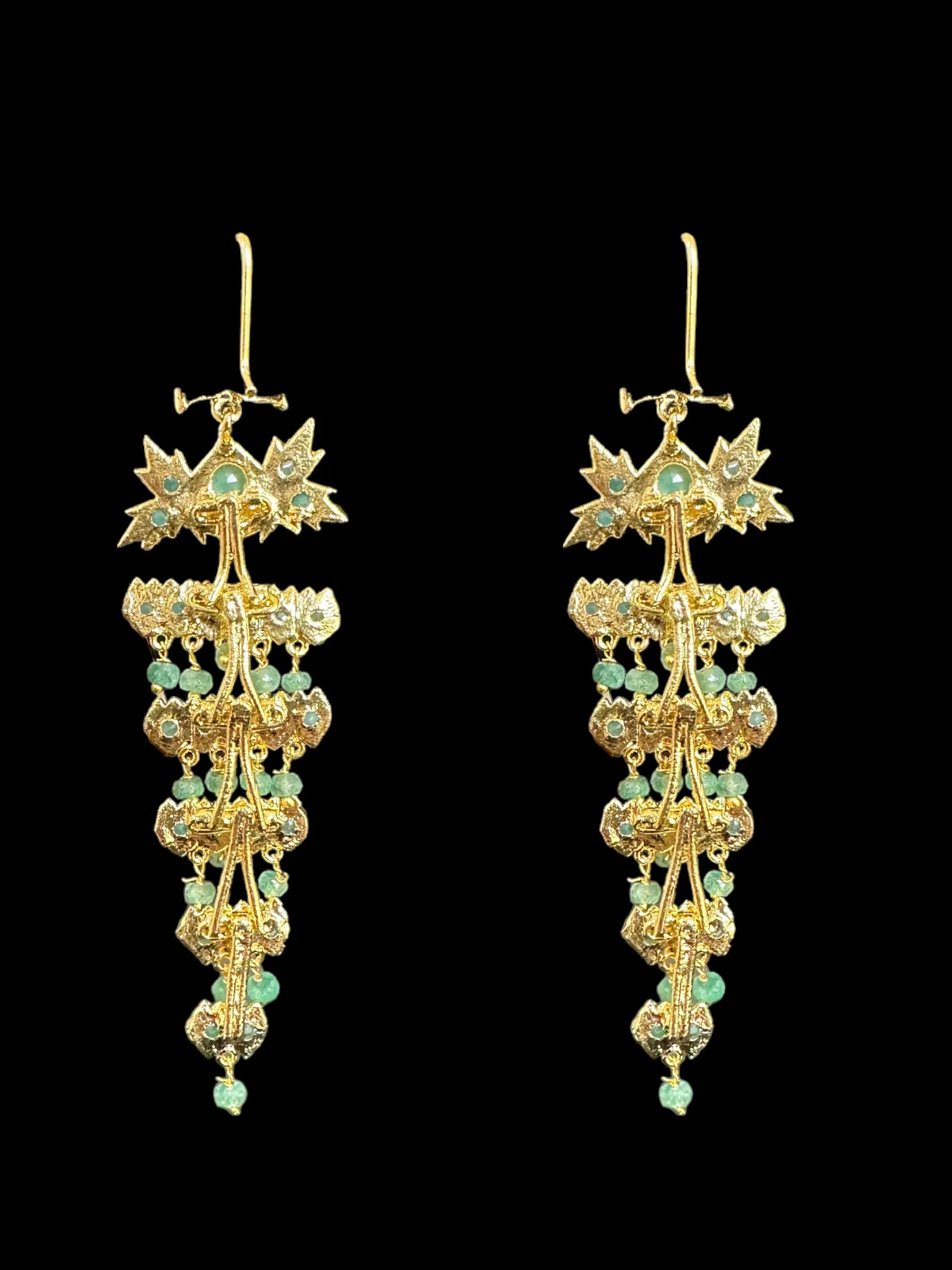 DER548 Emerald dangler earrings ( SHIPS IN 4 WEEKS )