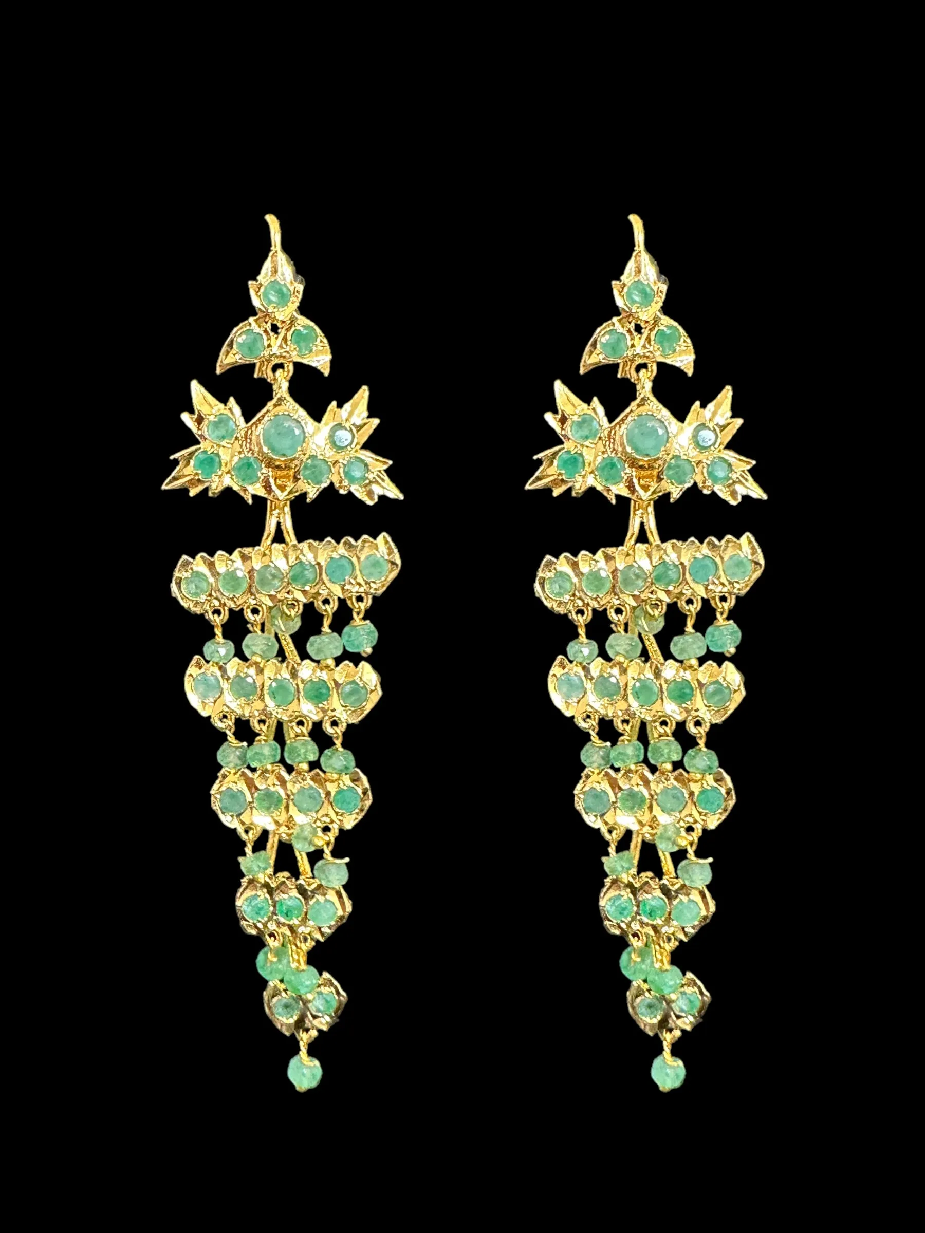 DER548 Emerald dangler earrings ( SHIPS IN 4 WEEKS )