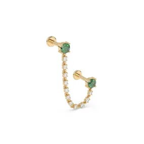 Diamond & Emerald Ear Chain