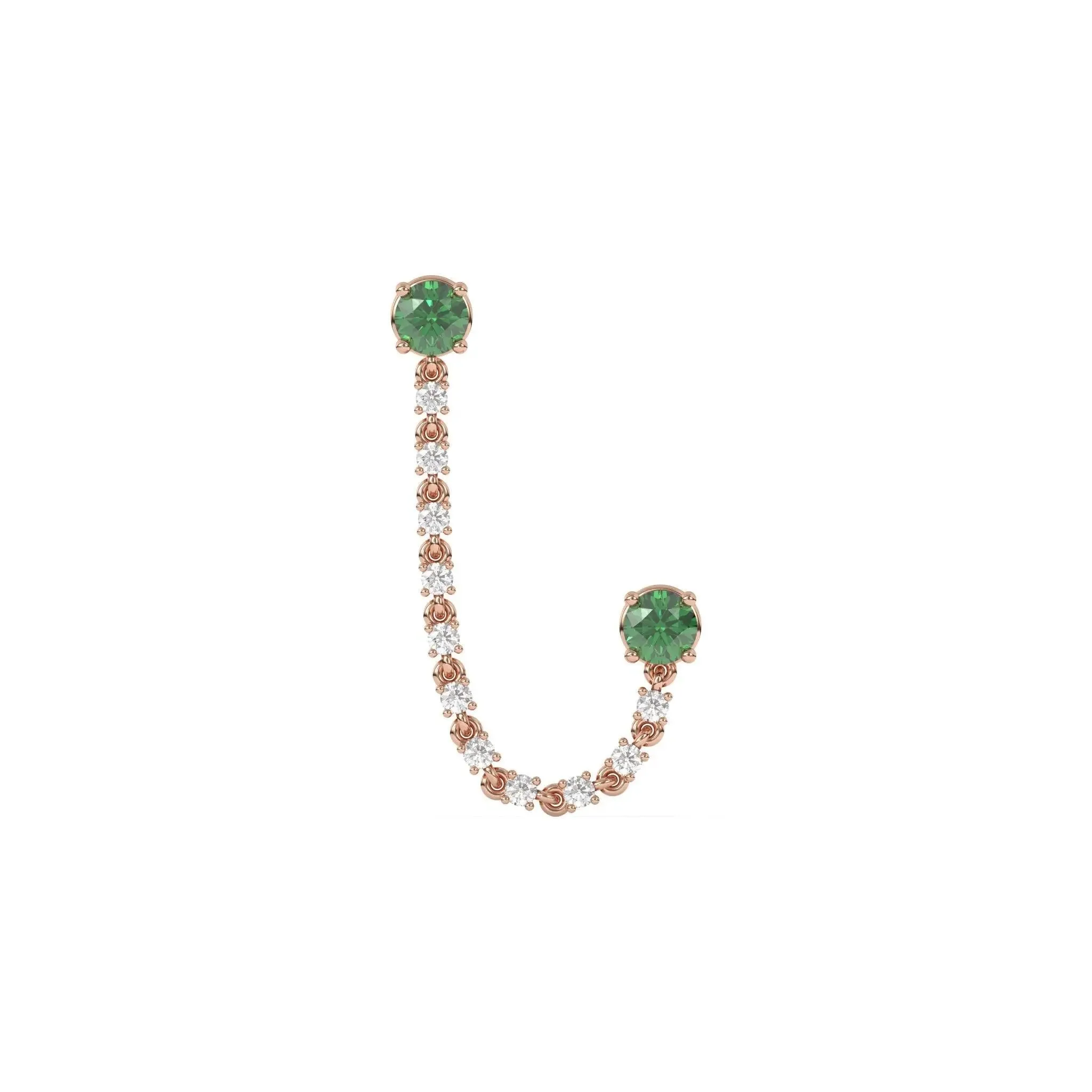 Diamond & Emerald Ear Chain