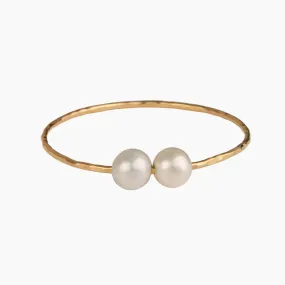Double White Pearl Bangle