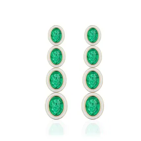 Drop Emerald Earrings with Enamel