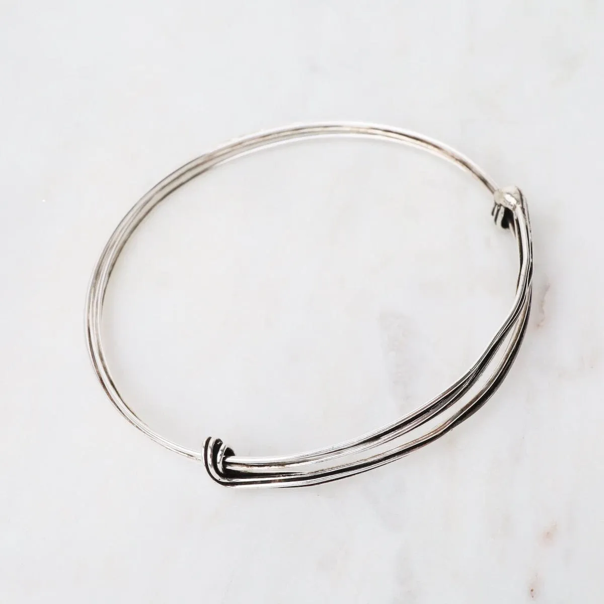 Elephant Hair Inspired Bangle - Oxidized Sterling Silver - 5 Lines