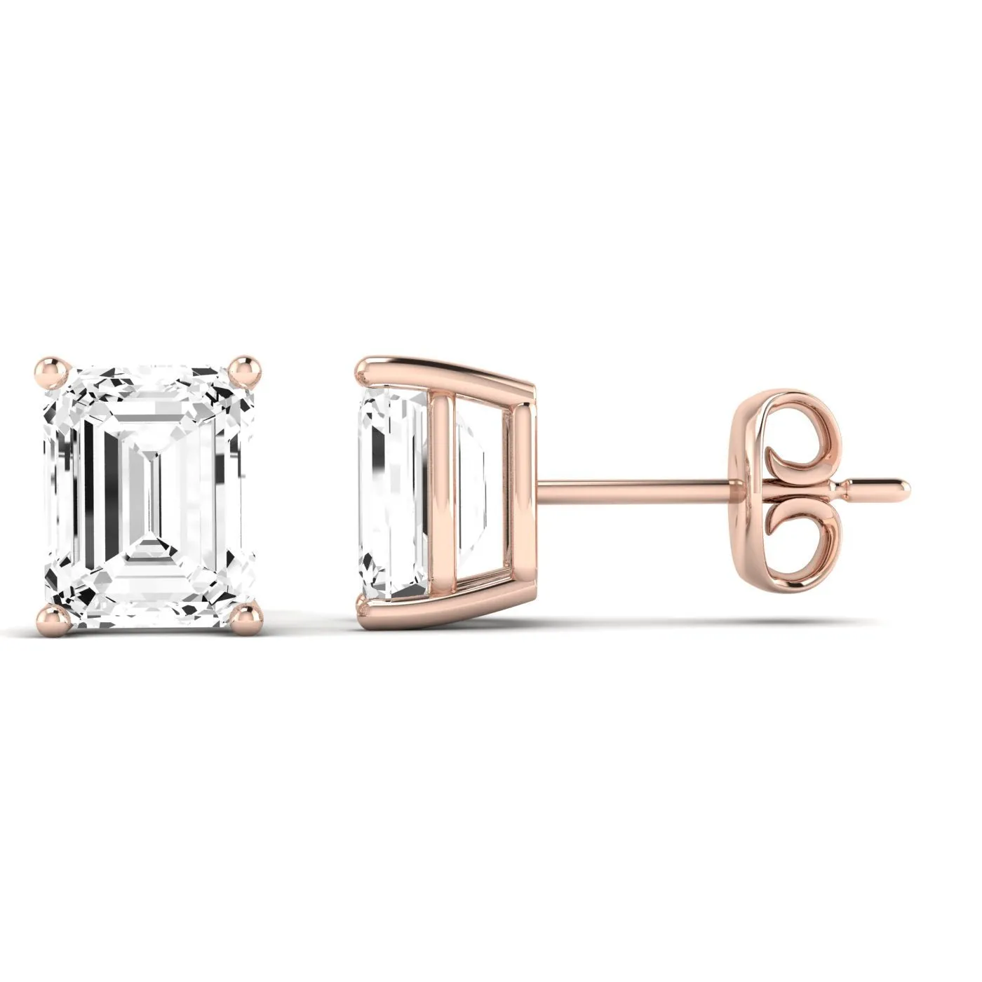 Elowen Emerald Cut Diamond Stud Earrings