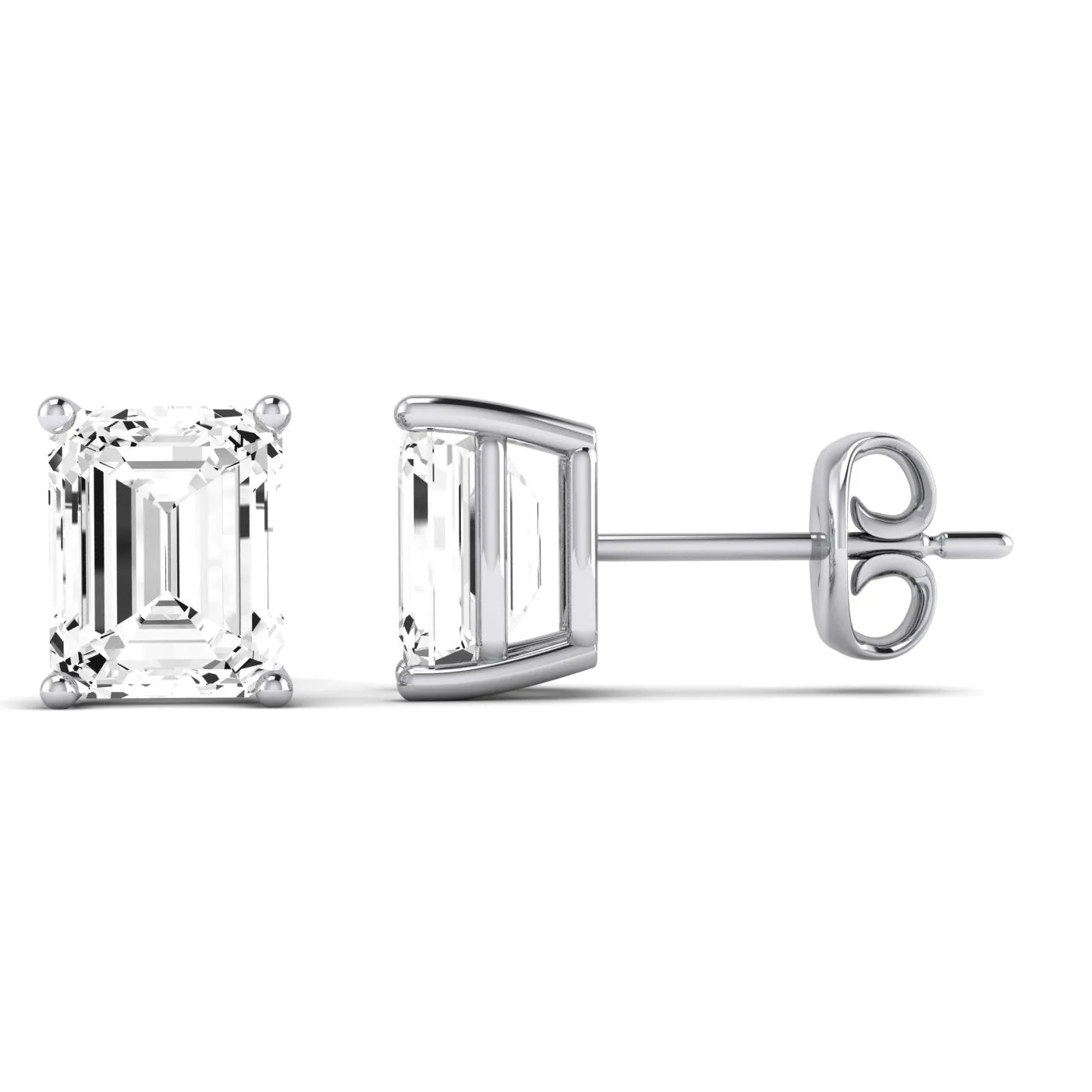 Elowen Emerald Cut Diamond Stud Earrings