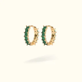 Emerald Baguette Huggies