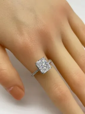 Emerald Cut Rectangle Diamond CZ .925 Sterling Silver Vacation Everyday Ring