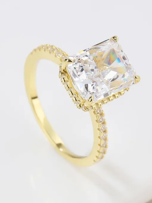 Emerald Cut Rectangle Diamond CZ .925 Sterling Silver Vacation Everyday Ring