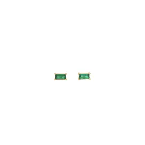 Emerald CZ Baguette Studs