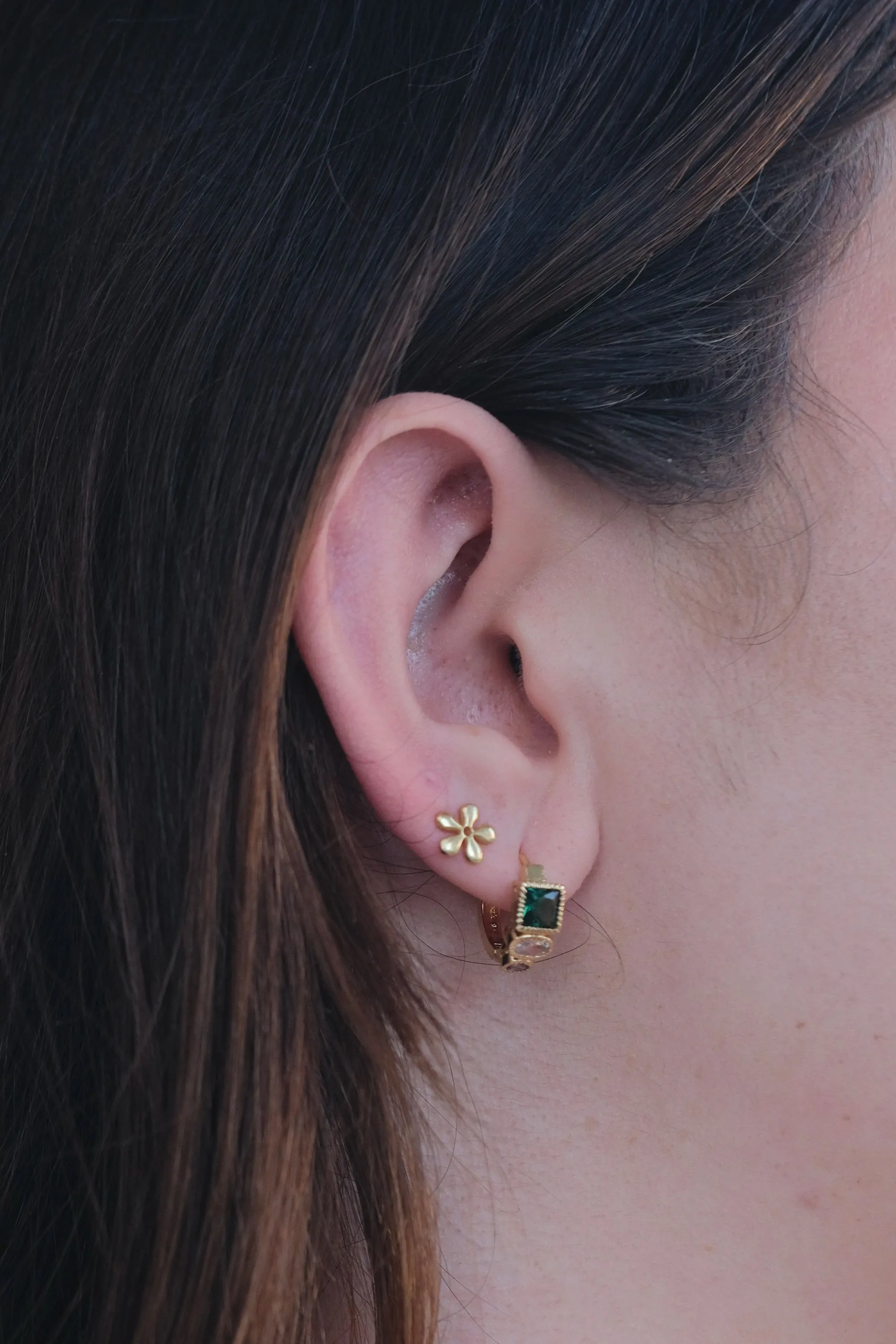 Emerald Multicolor Mini Hoops