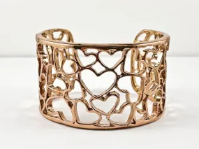 Fancy Fun Heart Pattern Rose Gold Fashion Bangle