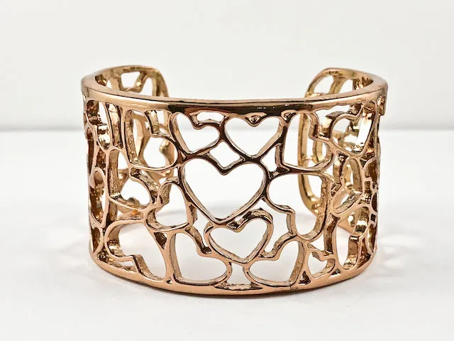Fancy Fun Heart Pattern Rose Gold Fashion Bangle