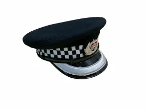 Flat Peaked Cap Silver Braided Band with Crown & Leaves Patch SBPKCAP2A