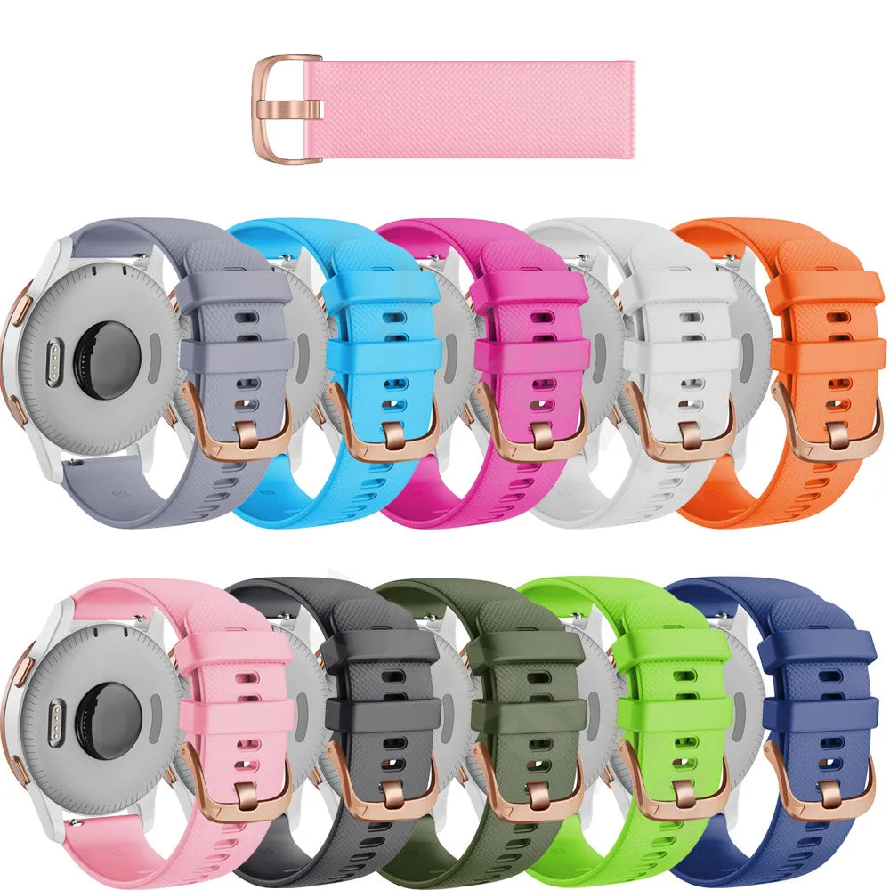 Fossil 18mm Range compatible Silicone Watch Straps with Rose Gold Buckles