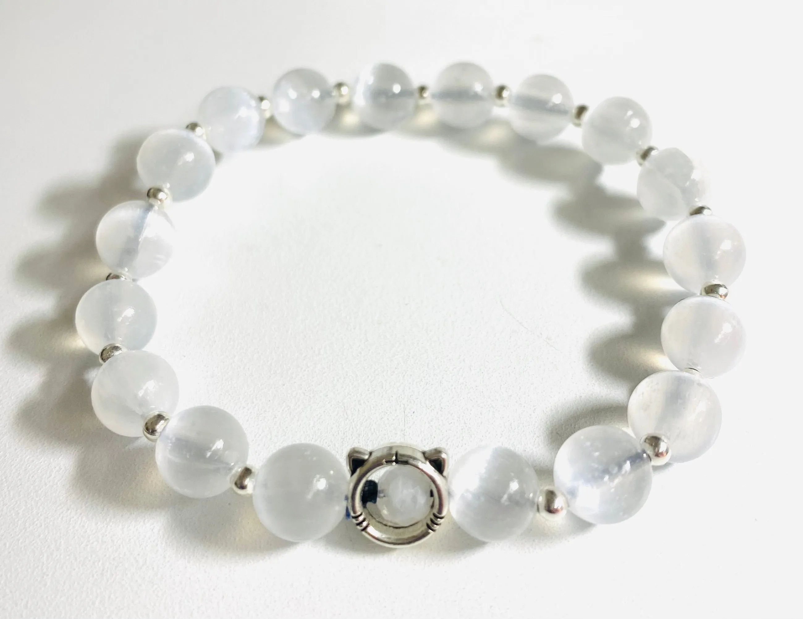 Gemstone Stretch Bracelet-Labradorite,agate, Calcite, Chalcedony Gemstone Stretch Bracelet