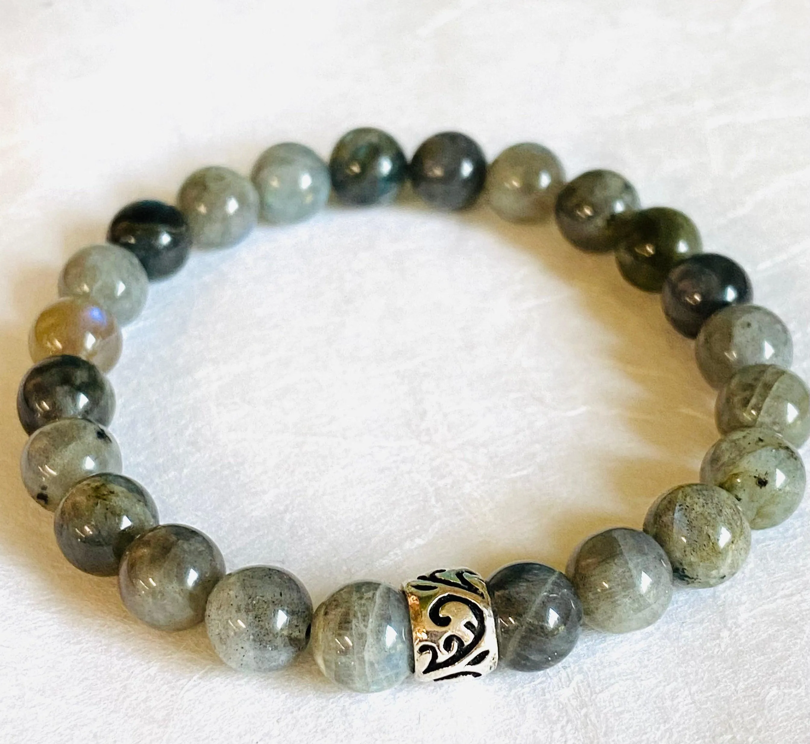 Gemstone Stretch Bracelet-Labradorite,agate, Calcite, Chalcedony Gemstone Stretch Bracelet