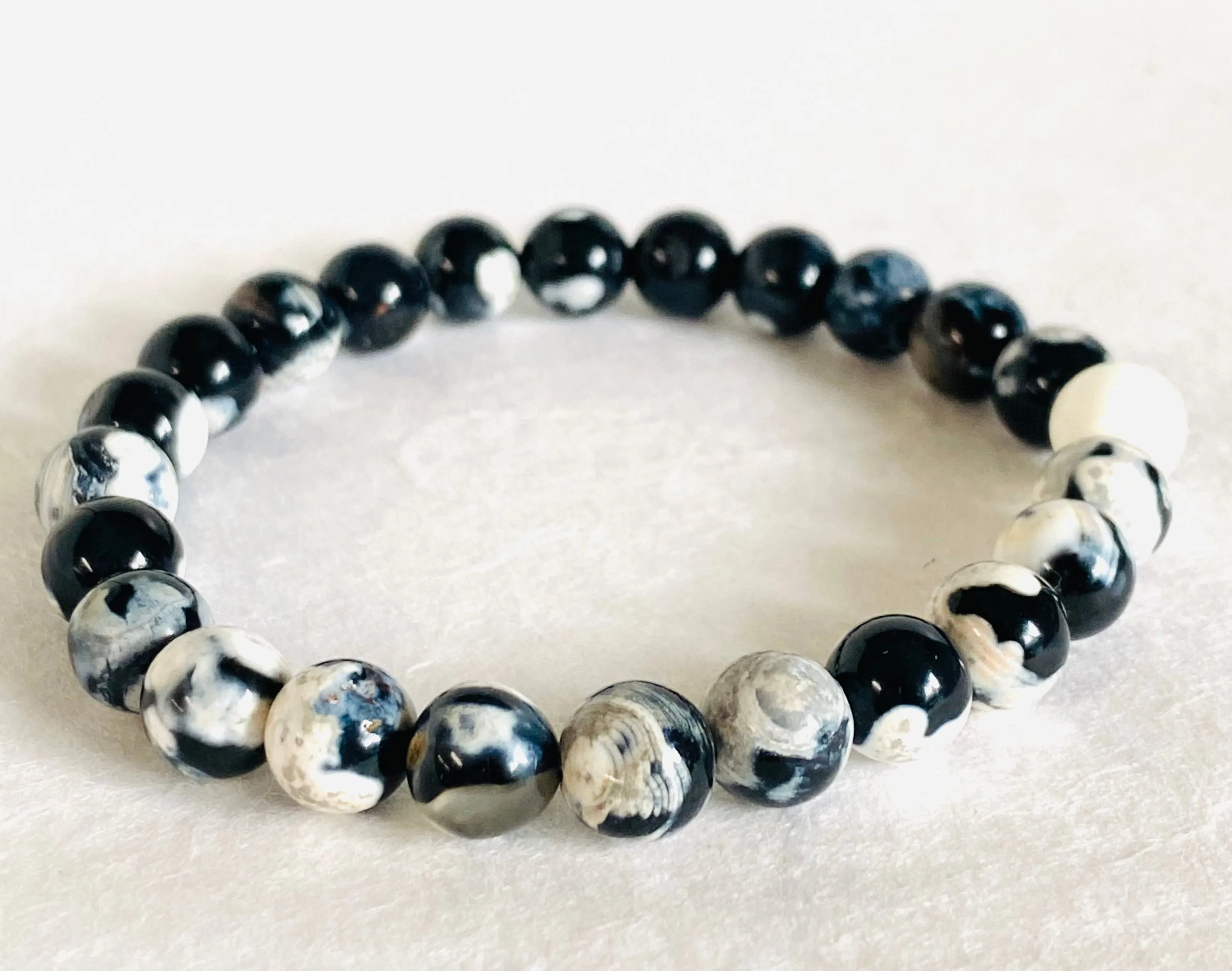 Gemstone Stretch Bracelet-Labradorite,agate, Calcite, Chalcedony Gemstone Stretch Bracelet