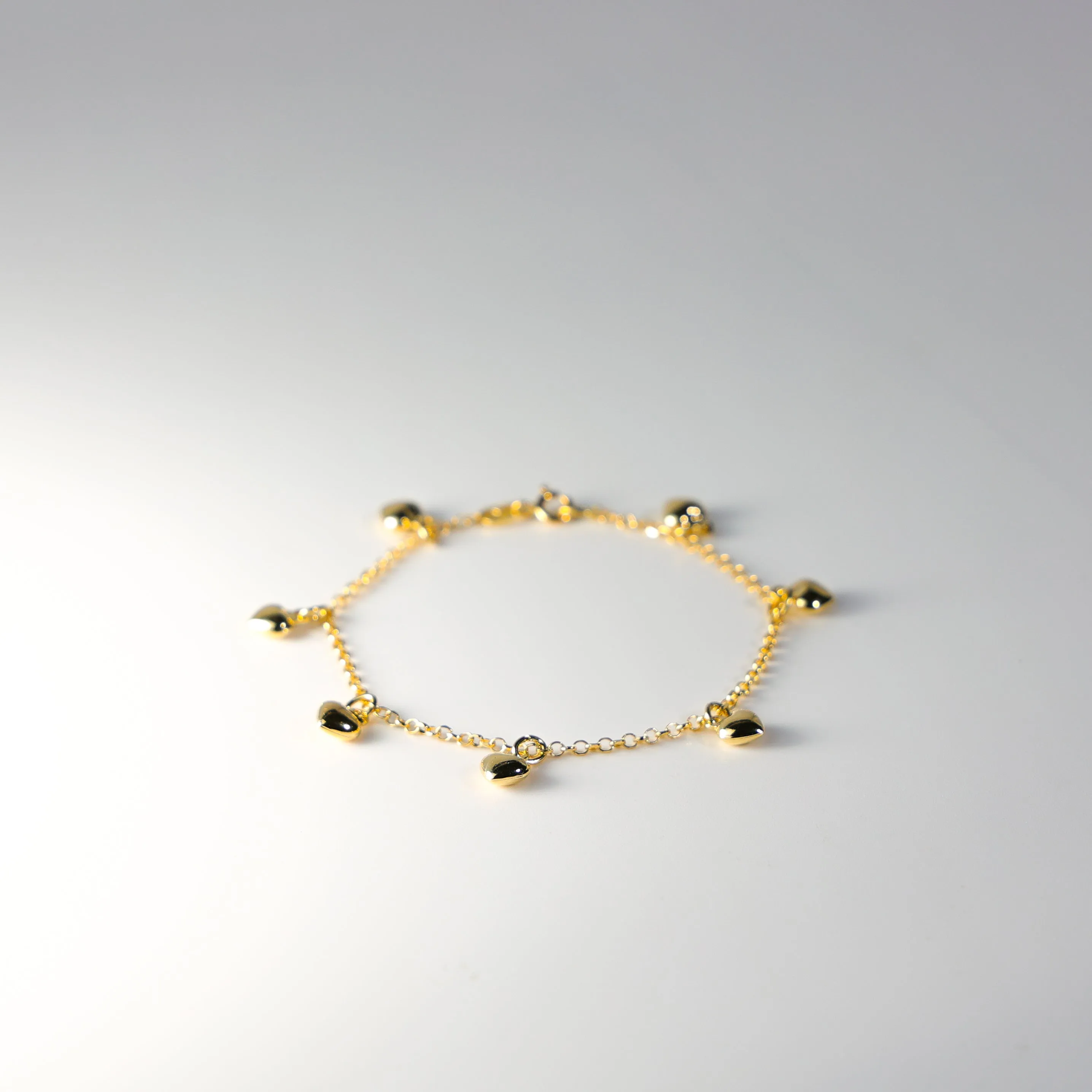 Gold Hanging Hearts Bracelet Model-AB0276