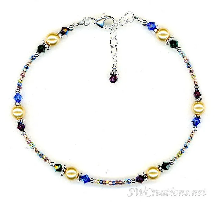 Gold Ocean Crystal Beaded Anklet