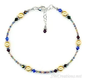 Gold Ocean Crystal Beaded Anklet