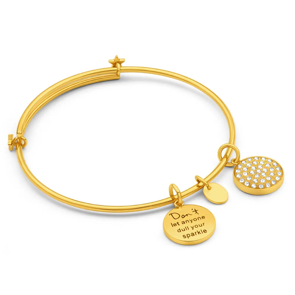 Gold Plated Crystal Charm Bangle