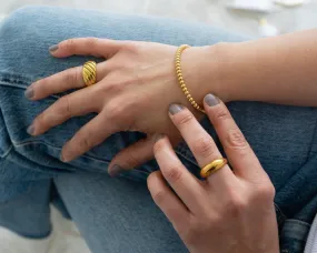 Gold Round Ball Beaded Bangle Bracelet