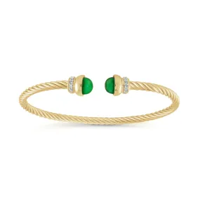 Green Cabochon Twist Bangle